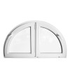 Fenêtre demi-cercle à deux vantaux PVC Blanc