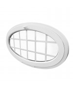 Fenêtre ovale à soufflet 1350x800 à petits carreaux PVC Blanc