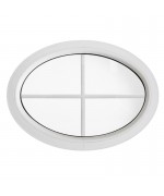 Fenêtre ovale fixe PVC blanc horizontale à petits carreaux incorporés