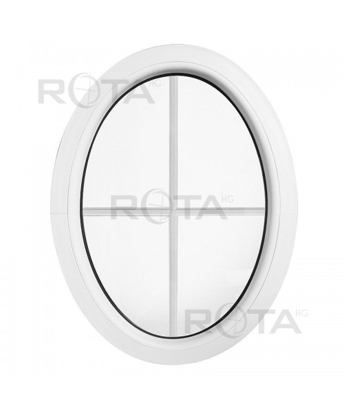 Fenêtre ovale fixe PVC blanc verticale à petits carreaux incorporés