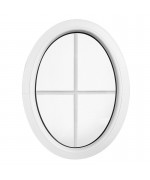 Fenêtre ovale fixe PVC blanc verticale avec croisillons incorporés