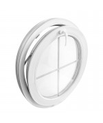 Fenêtre ovale à soufflet PVC blanc verticale croisillons incorporés