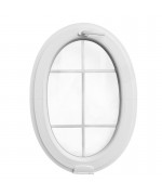 Fenêtre ovale à soufflet à petits carreaux avec Estetic3D PVC Blanc (vertical)