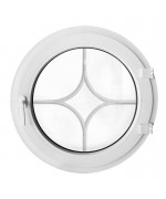 Fenêtre ronde à la française PVC blanc avec les croisillons motif losange