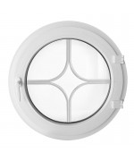 Fenêtre ronde à la française PVC blanc avec les croisillons motif losange