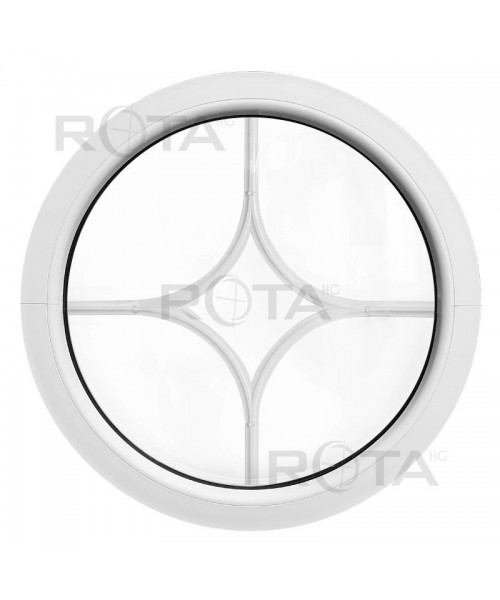 Fenêtre ronde fixe blanc avec les croisillons motif losange