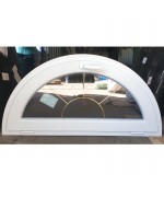 Fenêtre demi-lune 1100x550mm à soufflet PVC blanc croisillons 8mm