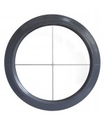 VEKA Fenêtre ronde à la française PVC Oeil de boeuf Anthracite structuré effet bois 