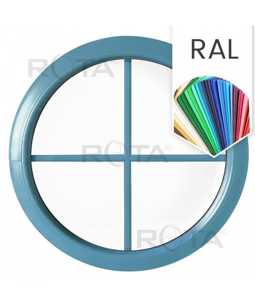 Fenêtre ronde fixe à petits carreaux PVC en couleur RAL au choix