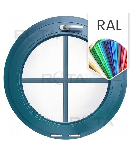 Fenêtre ronde à soufflet à petits carreaux PVC couleur RAL au choix