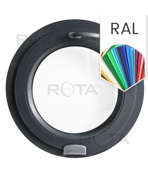 Fenêtre ronde à soufflet en couleur RAL avec charnière Estetic 3D