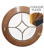 Fenêtre ronde à la française PVC en couleur croisillons motif losange