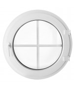 Fenêtre ronde à la française PVC blanc à petits carreaux incorporés