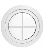 Fenêtre ronde à la française PVC blanc à petits carreaux incorporés