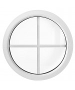 Fenêtre ronde fixe PVC blanc à petits carreaux incorporés