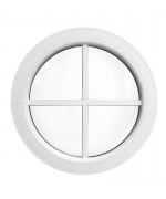 Fenêtre ronde fixe PVC blanc oeil de boeuf à petits carreaux rapportés