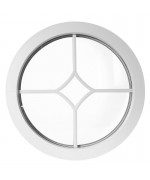 Fenêtre ronde fixe blanc avec les croisillons motif losange