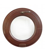 Fenêtre ronde à soufflet PVC en couleur bois avec Estetic 3D charnière