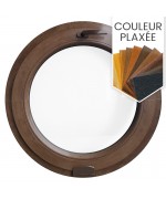 Fenêtre ronde à soufflet PVC en couleur bois avec Estetic3D charnier