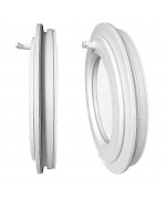 Fenêtre ronde à soufflet PVC blanc avec collerette d'habillage de 2cm
