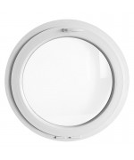 Fenêtre ronde à soufflet PVC blanc avec collerette d'habillage 21mm