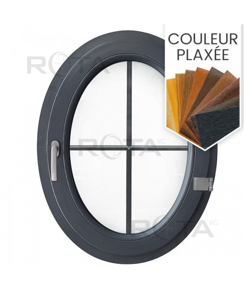 Fenêtre ovale à la française à petits carreaux PVC couleur