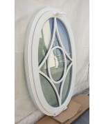 Fenêtre ovale à soufflet 785 x 1285 PVC blanc croisillons rapportés