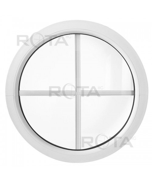 Fenêtre ronde fixe PVC blanc à petits carreaux - livraison rapide