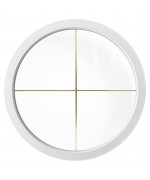 Fenêtre ronde fixe PVC blanc à petits carreaux - livraison rapide