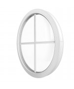 Fenêtre ronde fixe PVC blanc à petits carreaux - livraison rapide