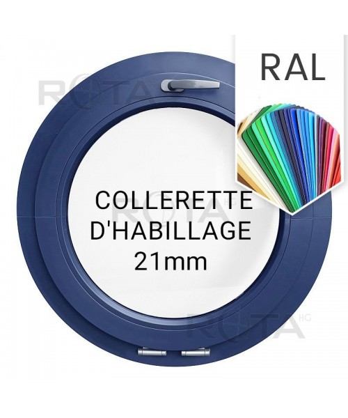 Fenêtre ronde à soufflet PVC couleur RAL collerette d'habillage 21mm