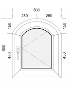 Fenêtre cintrée à la française 500x600mm PVC blanc