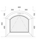 Fenêtre cintrée à soufflet 600x550mm PVC blanc