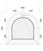 Fenêtre cintrée à soufflet 600x600mm PVC blanc