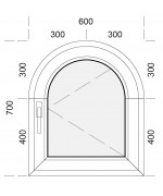 Fenêtre cintrée à la française 600x700mm PVC blanc
