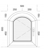 Fenêtre cintrée à la française 500x600mm PVC blanc