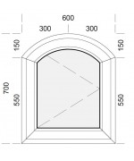 Fenêtre cintrée à la française 600x700mm PVC blanc