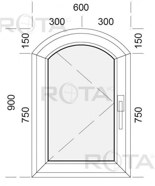 Fenêtre cintrée à la française 600x900mm PVC blanc