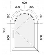 Fenêtre cintrée à la française 600x900mm PVC blanc
