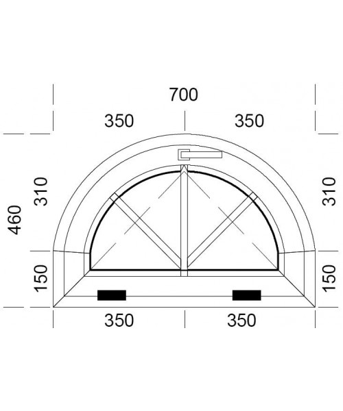 Fenêtre cintrée à soufflet 700x460 PVC blanc avec croisillons