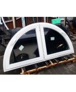 Fenêtre demi-lune à la française + à soufflet 1800x900 PVC blanc