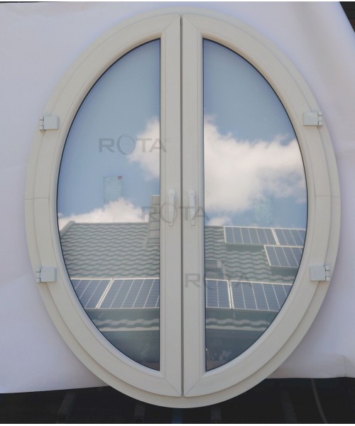 Fenêtre ovale deux vantaux 1200 x 1530 PVC blanc / Anthracite